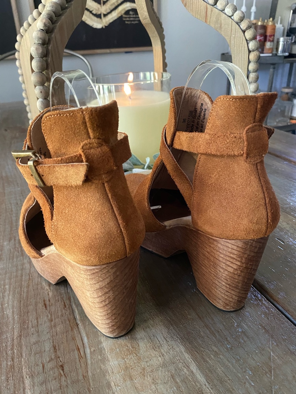 Free People Cedar Clogs Leather Wooden Platform Ankle Boots Womens 36 Tan Brown - Picture 8 of 12